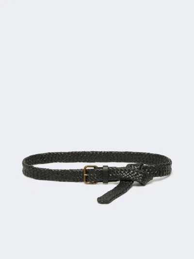 Max Mara Woven Leather Belt In Black