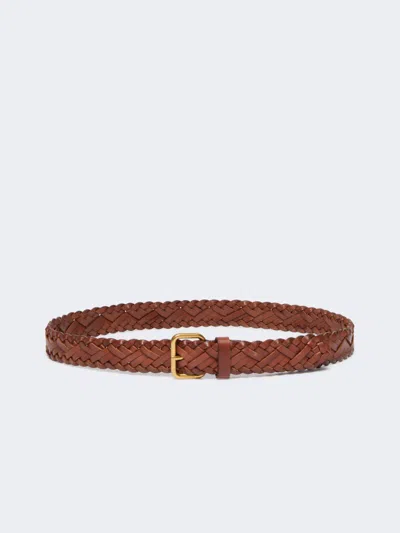 Max Mara Woven Leather Belt In Brown