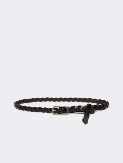 Max Mara Woven Leather Belt In Brown