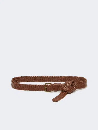 Max Mara Woven Leather Belt In Brown