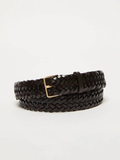 Max Mara Woven Leather Belt In Brown