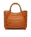 Max Mara Marines Weaving Perforated Leather Handbag With Internal Clutch In Light Brown
