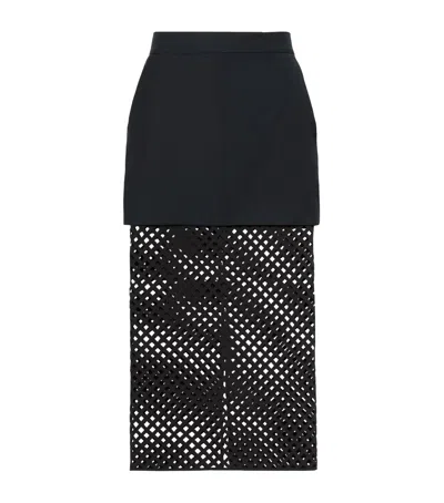 Max Mara Woven Midi Skirt In Black