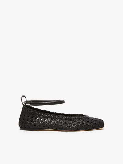 Max Mara Woven Nappa Leather Ballet Flats In Black