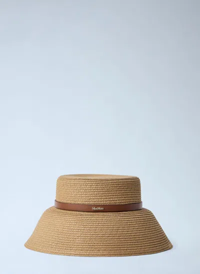 Max Mara Woven Straw Hat In Brown