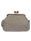 Max Mara Woven Wool Clutch With Detachable Chain Strap In Green