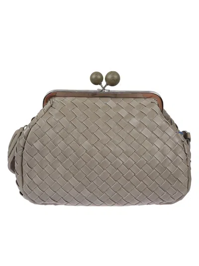 Max Mara Woven Wool Clutch With Detachable Chain Strap In Green
