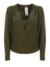 Max Mara Barbara Crepe De Chine Blouse In Marrón Claro