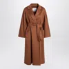 Max Mara Wrap Coat In Brown Cashmere Women