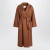 Max Mara Wrap Coat In Brown Cashmere Women