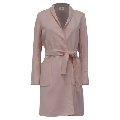 Max Mara Wrap Coat With Pockets In Pink Wool