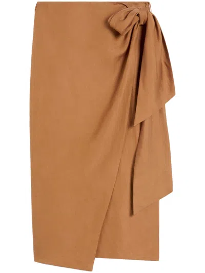 Max Mara Wrap Design Midi Skirt In Brown