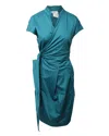 Max Mara Wrap Dress In Turquoise Cotton Poplin In Blue