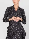 Max Mara Wrap Dress With Long Sleeves And Print In Black
