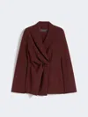 Max Mara Twisted-detail Peak-lapel Fitted Jacket In Burgundy