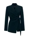 Max Mara Green Wool Canvas Jacket With Belt Women In Green
