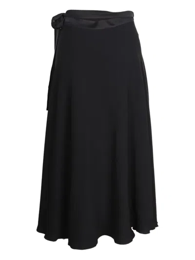 Pre-owned Max Mara Wrap Midi Skirt In Black