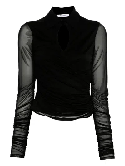 MAX MARA MAX MARA WRAP SILHOUETTE BLACK VISCOSE TOP