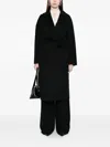 Max Mara Wraparound Belt Virgin Wool Coat In Black