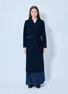Max Mara Wrap-around Wool Coat In Navy