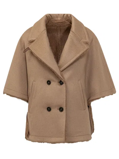 Max Mara Wrap-style Coat With Silk-blend Lining In Brown