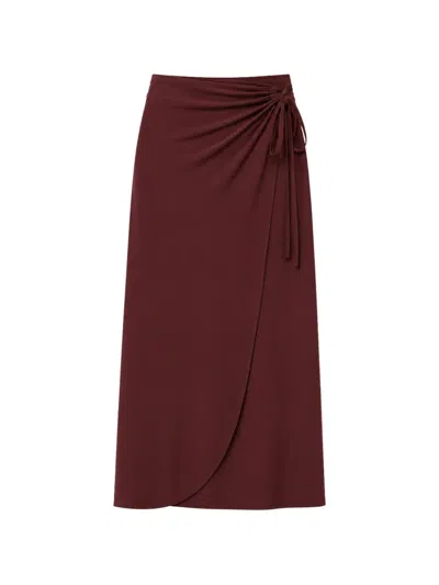 Max Mara Wrap-style Gathered Skirt In Burgundy
