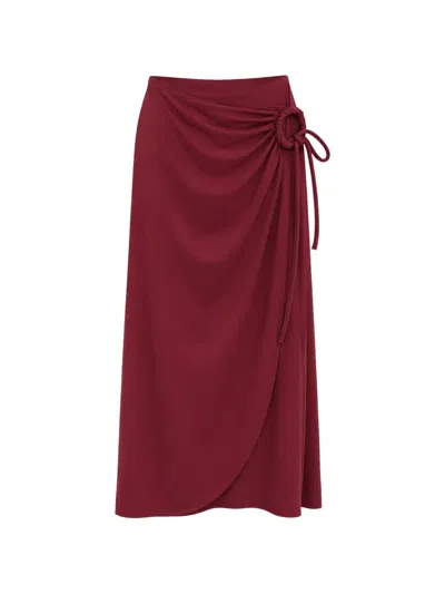 Max Mara Wrap-style Midi Skirt In Burgundy
