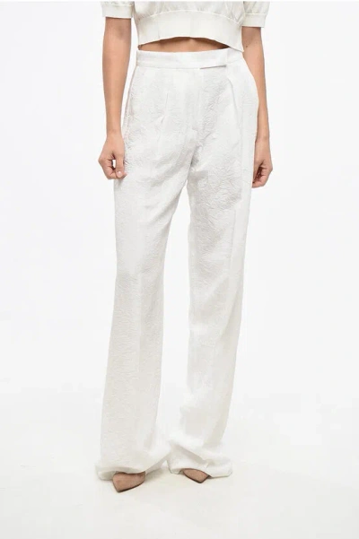 Max Mara Wrinkled Effect Laringe Palazzo Pants Grösse 42 In White