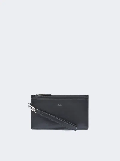 Max Mara Wrist-strap Leather Pouch In Black