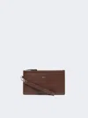 Max Mara Wrist-strap Leather Pouch In Cocoa