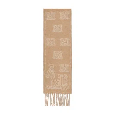 Max Mara Sanima Wool Jacquard Scarf In Beige