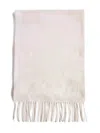 Max Mara Embroidered-logo Fringe Scarf In Neutral