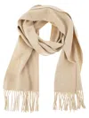 Max Mara Embroidered-logo Fringed Scarf In Avory