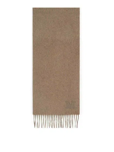 Max Mara Wsdalia Beige Cashmere Scarf In Gray