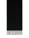 Max Mara Embroidered-logo Fringe Scarf In Black