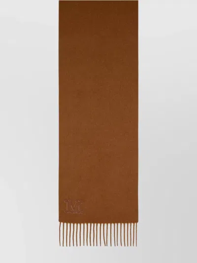 Max Mara 'wsdalia' Cashmere Stole Embroidered 'monogram' In Brown