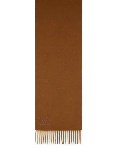 Max Mara 'wsdalia' Cashmere Stole With Brown 'monogram' Embroidery