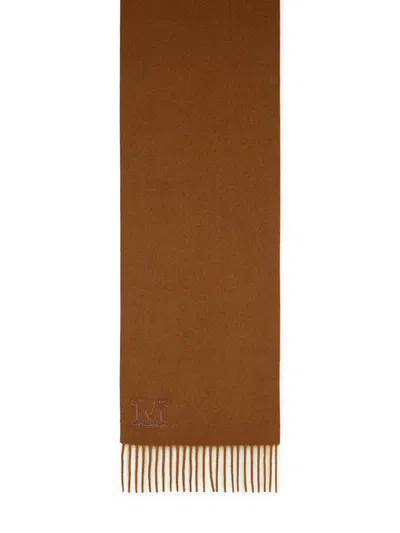 Max Mara Wsdalia Cashmere Stole With Brown Monogram Embroidery