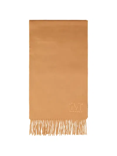 Max Mara Wsdalia Embroidered Fringed Scarf In Yellow