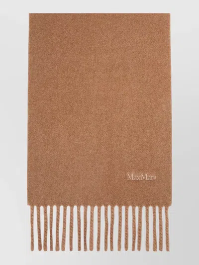 Max Mara Wsdalia Fringe Detail Lightweight Soft Texture Scarf In Brown