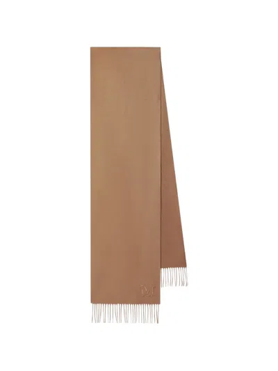 Max Mara Wsdalia Fringed Logo-embroidered Scarf In Brown