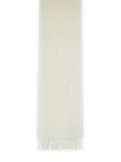 Max Mara 'wsdalia' Cashmere Scarf Fringe Detailing In White
