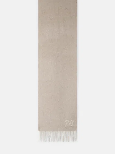 Max Mara 'wsdalia' Sand Cashmere Scarf In Gray