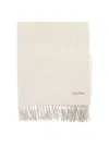 Max Mara Embroidered Hem Fringe Scarf For Women In Neutral
