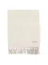 Max Mara Embroidered Hem Fringe Scarf For Women In Beige