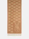 Max Mara 'wsteddyc' Beige Jacquard Cachemire Stole In Brown