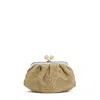 Max Mara X Weekend Gathered Raffia Clutch With Metallic Frame