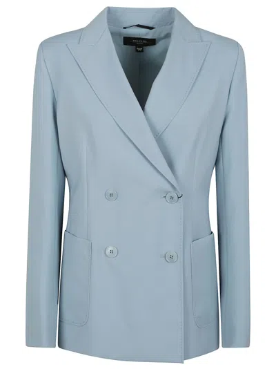 Max Mara X Weekend Light Blue Double-breasted Max Mara Jacket In Green