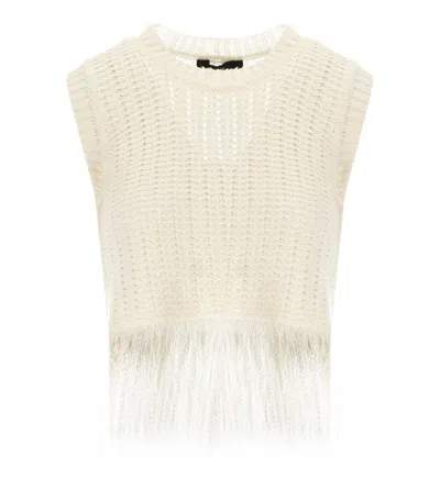 Max Mara X Weekend Navetta White Fringed Top