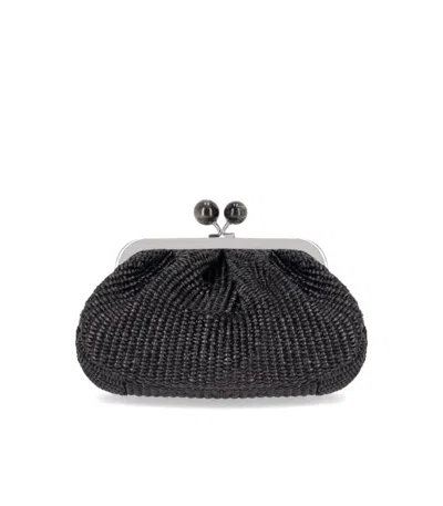 Max Mara X Weekend Pasticcino Palmas Small Black Clutch Bag